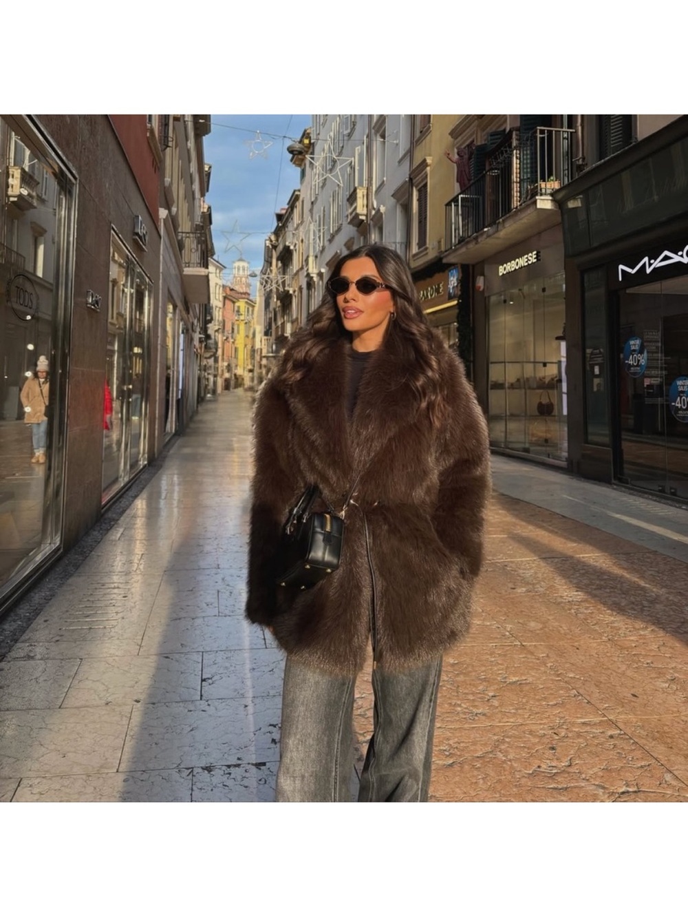 Zara Women's Brown Faux Fur Coat - Picture 2 of 8